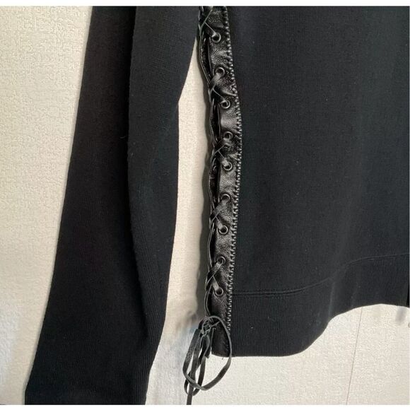 Vintage Bruno Manetti Moto Jacket Womens M Knit Sweater Zip Up Lacing Side Ride - Picture 5 of 9